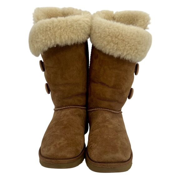 UGG Bailey Button Triplet 1873 Chestnut Sheepskin Tall Boots | Casual Winter 7 - Picture 10 of 16